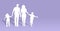 paper silhouettes family consisting of father, mother, son and daughter on a purple background with copy space.the