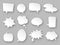 Paper speech bubbles. White communication bubbles, thought balloons. Messages cloud, dialog chat, blank advertising