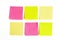 Paper sticky note assorted colors on white background