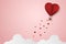 Paper Style love of valentine day , balloon flying over cloud with heart float on the sky, couple honeymoon , vector illustration
