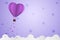 Paper Style love of valentine day violet pantone , balloon flying over cloud with heart float on the sky, couple honeymoon or gay