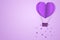 Paper Style love of valentine day violet tone , balloon flying over cloud with heart float on the sky, couple honeymoon or gay