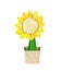 Paper sunflower in pot. Clipping path included