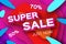 Paper Super Sale. Discount Poster in paper cut style. Special Offer Banner.