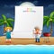 Paper template design with happy kids cooking