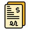 Paper transfer money icon color outline vector