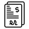 Paper transfer money icon, outline style