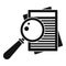 Paper under magnifier icon, simple style