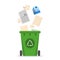 Paper waste in the trash box vector isolated. Separate your waste