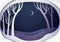 Paper winter forest night landscape, paper winter fairy tale background,