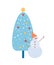 Papercard with Snowman and Christmas Tree Vector