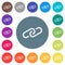 Paperclip flat white icons on round color backgrounds