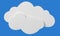 Papercut cloud on blue background