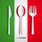 Papercut cutlery on Italy flag Vector restaurant card menu desi