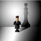 Papercut design,leadership, a chess businessman shadow into chess king, vector illustor