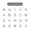 Paperwork line vector icons and signs. Documents, Record-keeping, Data, Filing, Reports, Processing, Organizing