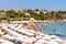 PAPHOS, CYPRUS - JULY 24, 2016: Coral Bay Beach, one of the best sandy beaches located near Pegeia village