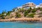 PAPHOS, CYPRUS - JULY 24, 2016: Luxury villas at the Coral Bay Beach near Pegeia village