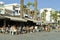 Paphos harbour tourists eating and drinking