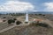 Paphos Lighthouse, Cyprus, aerial view from drone. Located in Paphos archeological park on mediterranean seaside or