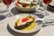 Papoutsakia stuffed eggplants dish of greek cuisine.