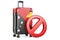 Papua New Guinea Entry Ban. Suitcase with Papuan New Guinean flag and prohibition sign. 3D rendering