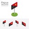 Papua New Guinea flag, 3D vector isometric icons