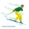 Para-alpine skiing. Sportsman with physical disabilities ski