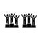 Para-athletes on a podium or paralympics, victory icon in black on an isolated white color background. EPS 10 vector