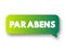 Parabens (Happy Birthday in Portuguese) text message bubble, concept background