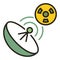 Parabolic Antenna and Radiation vector Satellite Dish colored icon or symbol