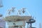 Parabolic antennas of a warship. Radar or radiolocation device.
