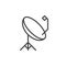Parabolic satellite antenna line icon, outline vector sign, linear style pictogram isolated on white.