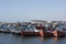 PARACAS, PERU-Colorful fishing boats in Paracas Bay on January 2015 in Paracas, Peru. Paracas is a small port town catering to