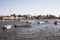 PARACAS, PERU-Colorful fishing boats in Paracas Bay on January 2015 in Paracas, Peru. Paracas is a small port town catering to