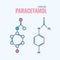 Paracetamol acetaminophen analgesic drug molecule. non-steroidal anti-inflammatory drugs, structural chemical formulas