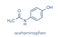 Paracetamol acetaminophen analgesic drug molecule. Used to reduce fever and relieve pain. Skeletal formula.