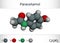 Paracetamol acetaminophen drug molecule. Chemical formula and molecule model