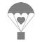 Parachute cargo hatched icon with heart sign