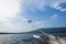 Parachute Gliding Woman Sailing Lake