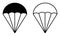 Parachute icons. Outline and filled vector sign