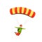 Parachute jump. Happy paratrooper descends with a parachute in the sky. Concept of sports activity.