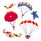 Parachute jump kinds set. Skydiving extreme sport. Vector