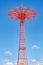 Parachute Jump at Luna Park, Coney Island close-up, during sunny winter day, New York City