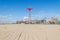 Parachute Jump at Luna Park, Coney Island with empty Beach in front during sunny winter day, NYC
