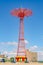 Parachute Jump at Luna Park, Coney Island with empty Beach in front during sunny winter day, NYC
