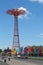 Parachute jump tower and restored historical B&B carousel in Brooklyn