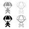 Parachute jumper icon set grey black color