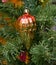 Parachute, old Christmas tree toy of the Soviet era hangs on a Christmas tree