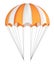 Parachute, orange with white, striped.